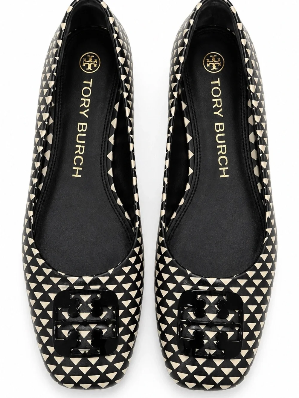 Tory Burch Black and Cream Georgia Ballet Flat